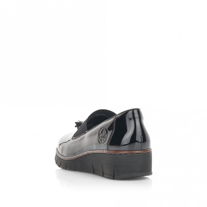 Rieker Elasticated Patent Loafer- Black