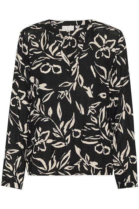 Kaffe KAditte Blouse- Black/Sand Painted Flower