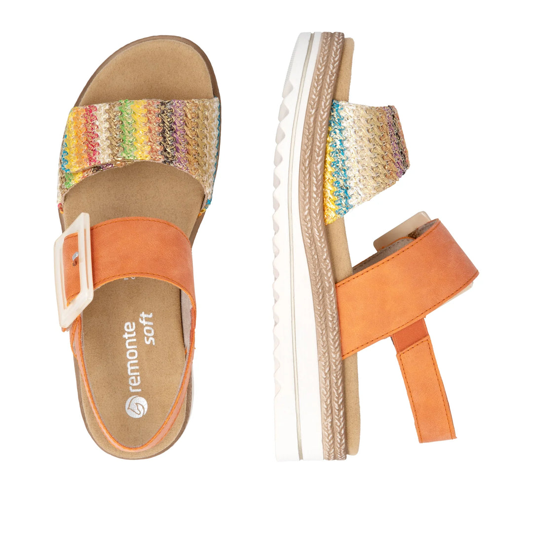 Remonte Wedge Sandal- Orange Metallic