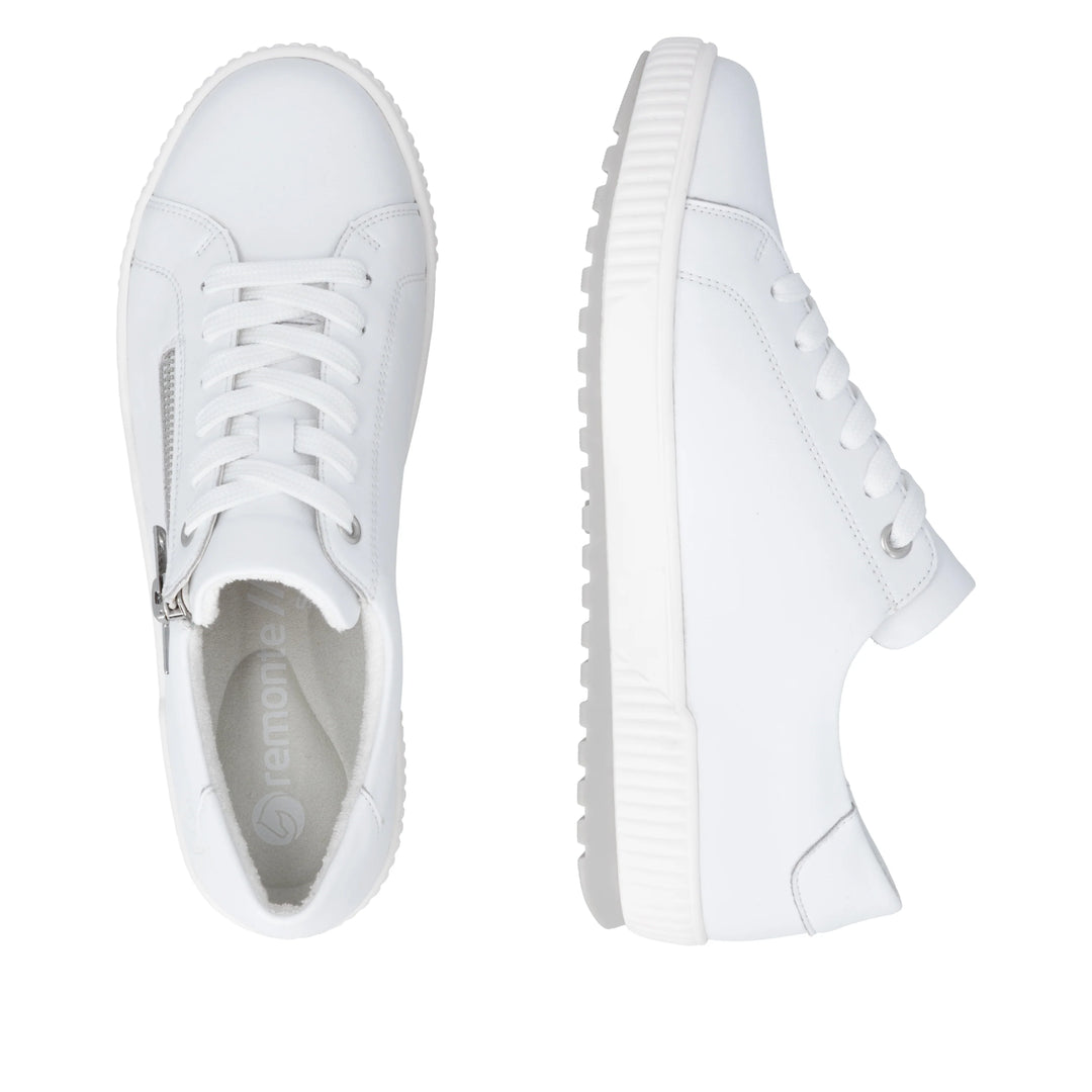 Remonte White Zip Trainers -D0700-80