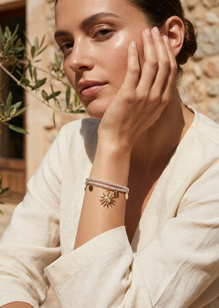 Envy Bracelet stack with Sun and Disc Charms - 4804