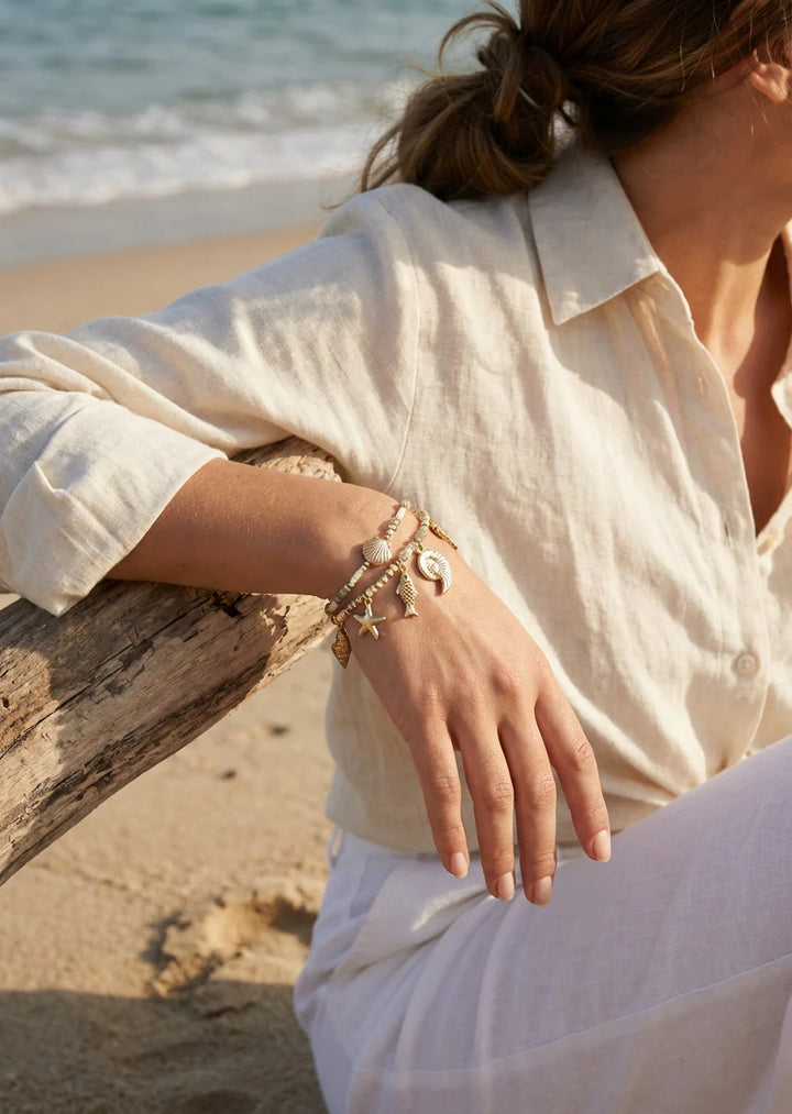 Envy Gold Costal Inspired Double Layered Beaded Bracelet