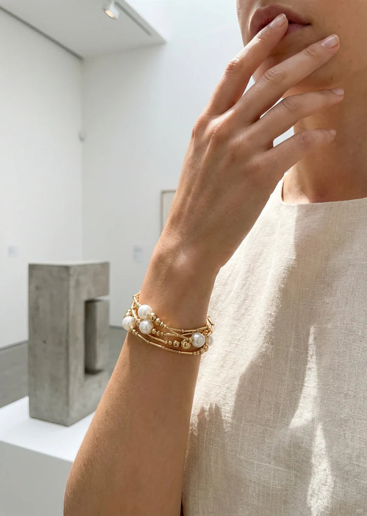 Envy Layered Gold And Pearl Bracelet - 4826
