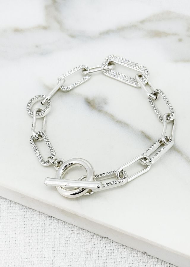 Envy Silver Chain Link Bracelet with Crystal Detail