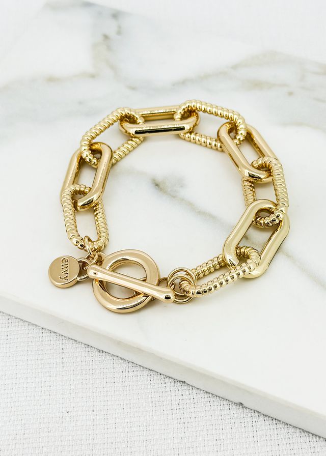 Envy Gold Rope-Textured Link Bracelet
