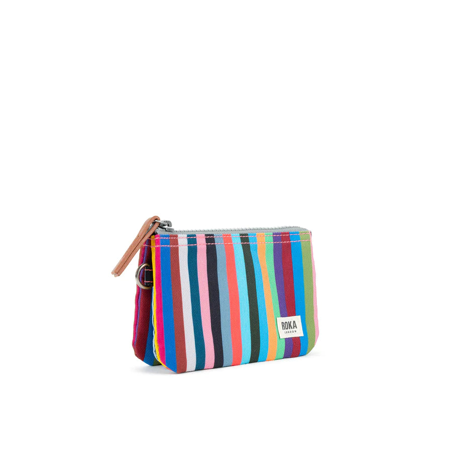 Roka London - Carnaby Purse Multi Stripe Recycled Canvas