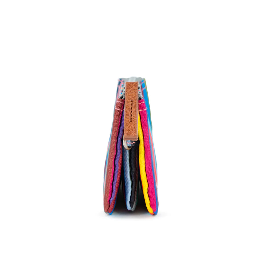 Roka London - Carnaby Purse Multi Stripe Recycled Canvas