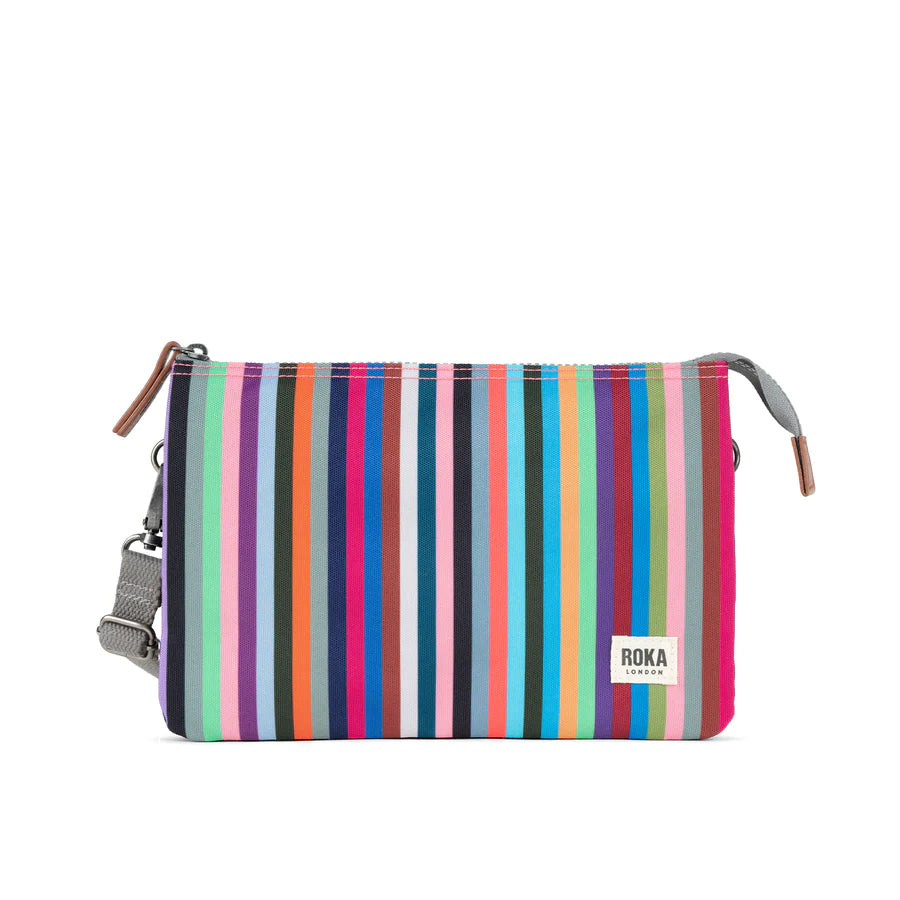 Roka London -Carnaby Crossbody XL Multi Stripe Recycled Canvas