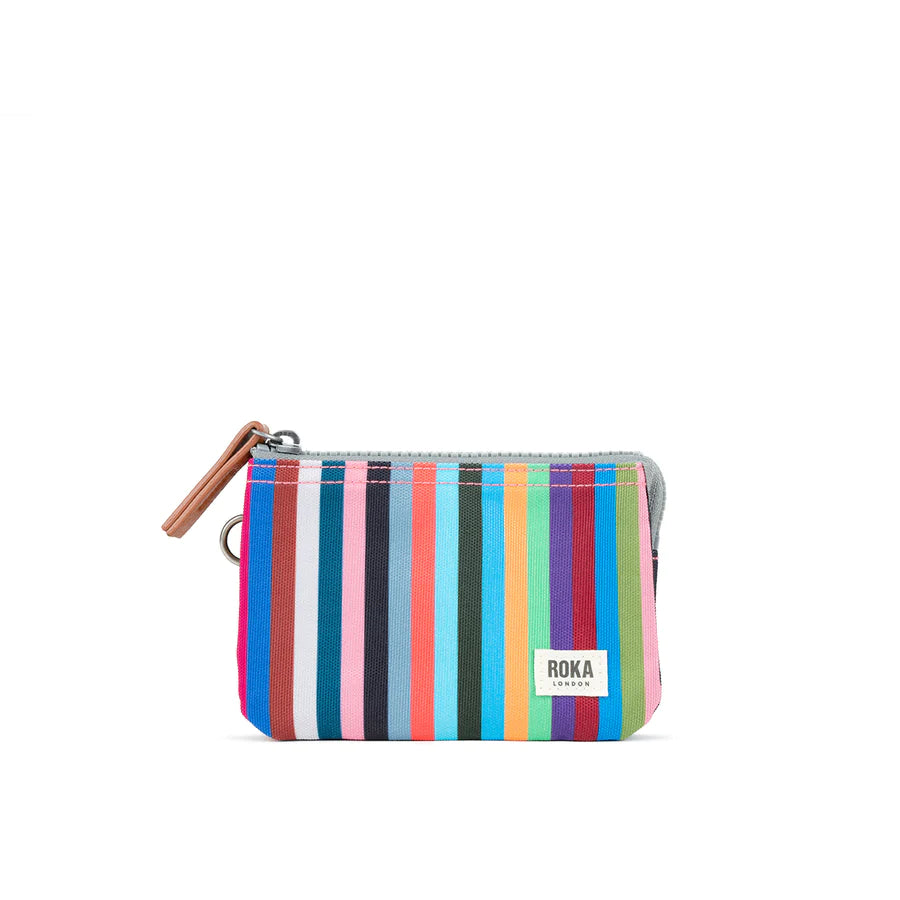 Roka London - Carnaby Purse Multi Stripe Recycled Canvas