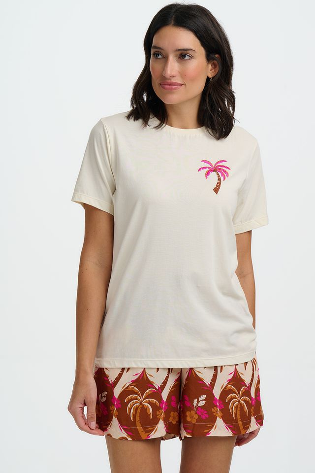 Sugarhill Brighton Luna T-Shirt- Off White, Palm Placement