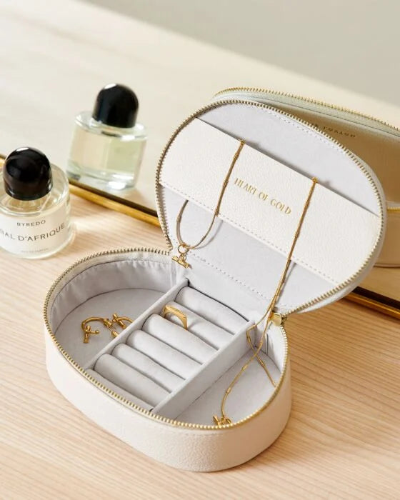 Katie Loxton Oval Jewellery Box 'Heart Of Gold' - Off White