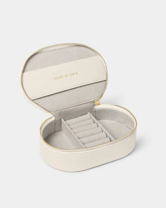 Katie Loxton Oval Jewellery Box 'Heart Of Gold' - Off White