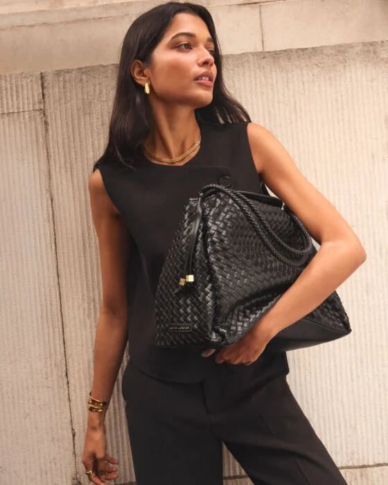 Katie Loxton Nova Woven Large Shoulder Bag - Black