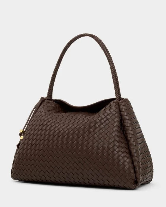 Katie Loxton Nova Woven Large Shoulder Bag - Chocolate