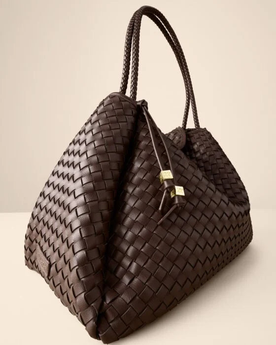 Katie Loxton Nova Woven Large Shoulder Bag - Chocolate