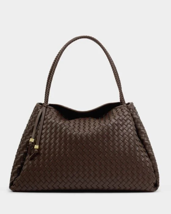 Katie Loxton Nova Woven Large Shoulder Bag - Chocolate