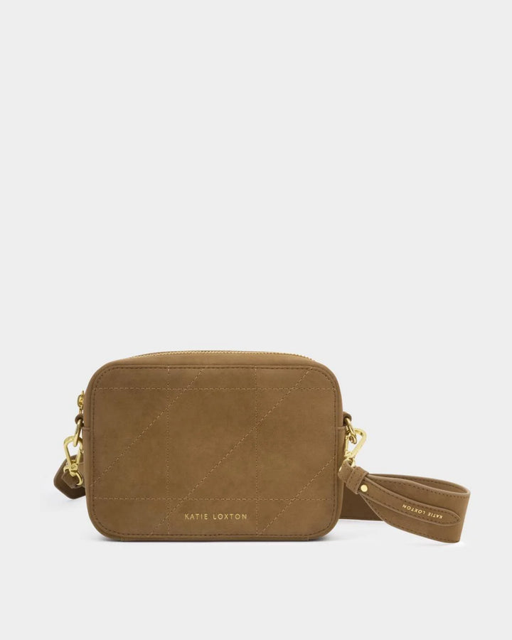 Katie Loxton Avery Quilted Suedette Small Crossbody Bag- Caramel
