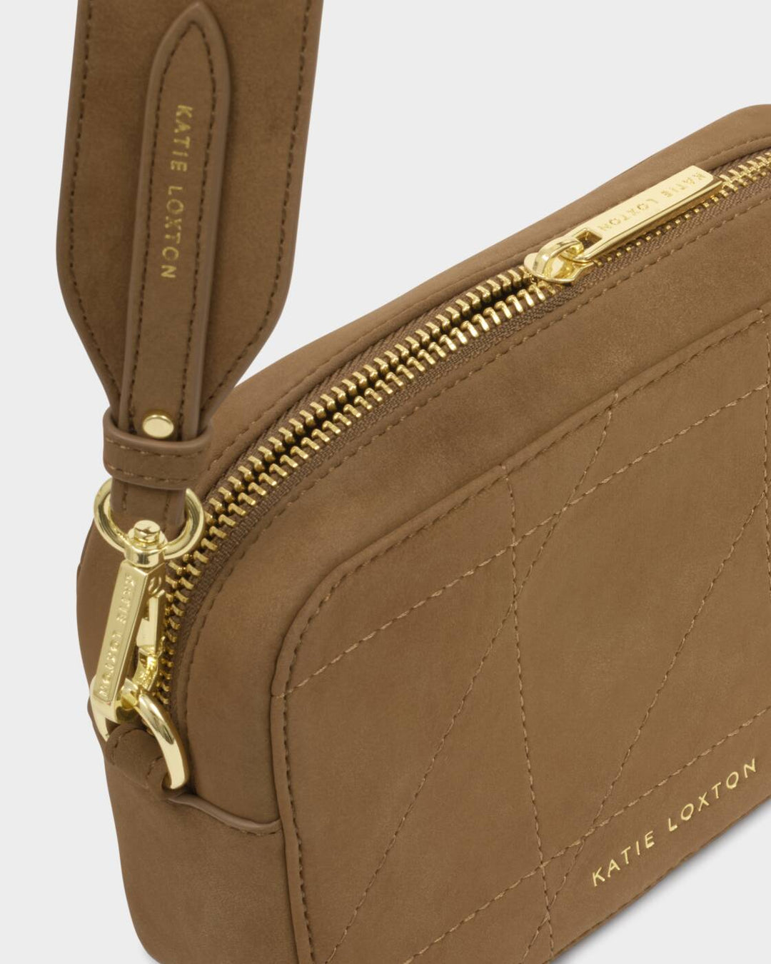 Katie Loxton Avery Quilted Suedette Small Crossbody Bag- Caramel