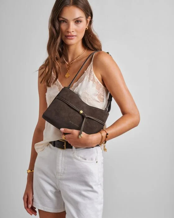 Katie Loxton Lori Suedette Crossbody Bag - Bitter Chocolate