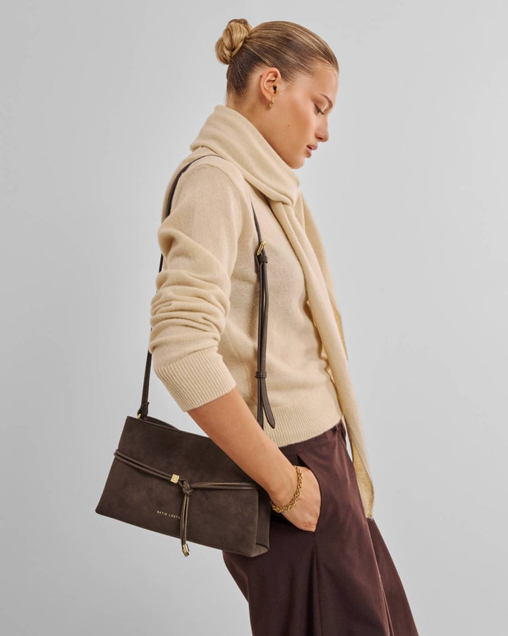 Katie Loxton Lori Suedette Crossbody Bag - Bitter Chocolate