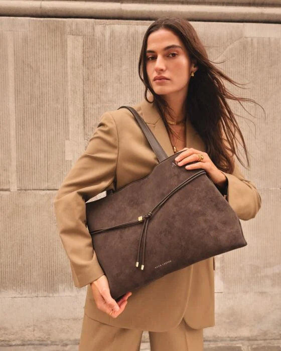 Katie Loxton Lori Suedette Tote Bag - Bitter Chocolate