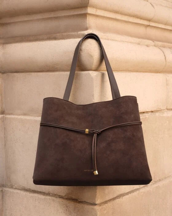 Katie Loxton Lori Suedette Tote Bag - Bitter Chocolate