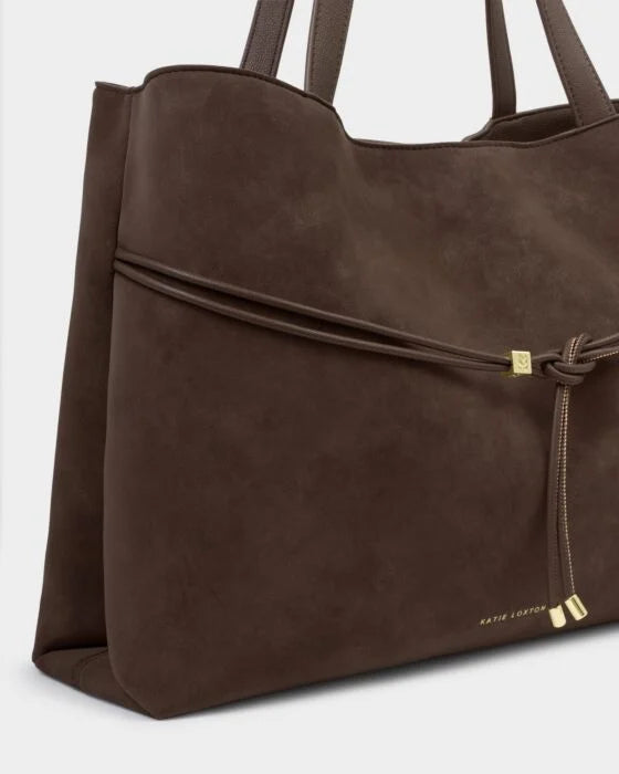 Katie Loxton Lori Suedette Tote Bag - Bitter Chocolate