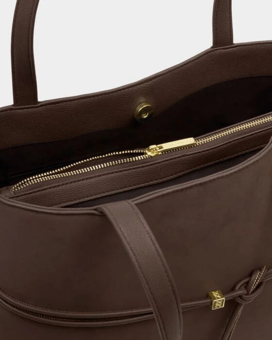 Katie Loxton Lori Suedette Tote Bag - Bitter Chocolate