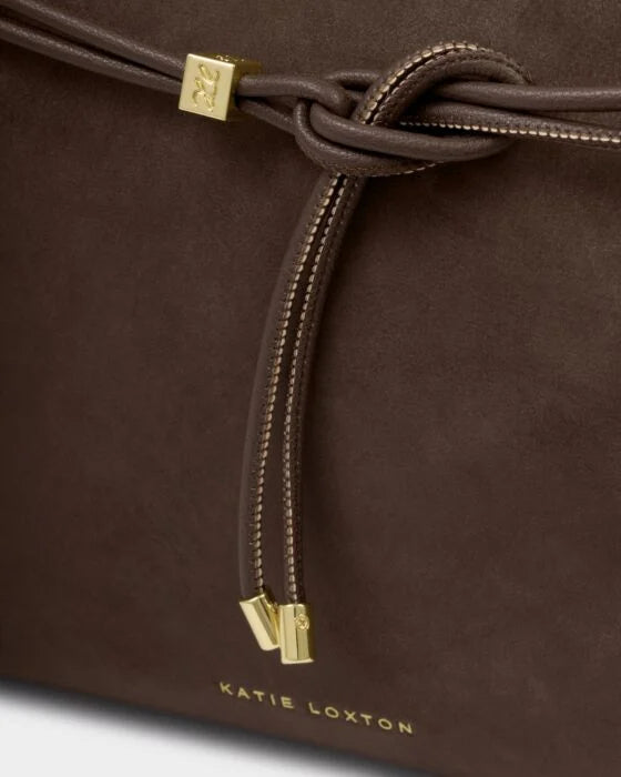 Katie Loxton Lori Suedette Tote Bag - Bitter Chocolate