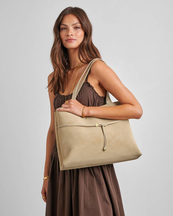 Katie Loxton Lori Suedette Belted Tote Bag- Dessert Sand