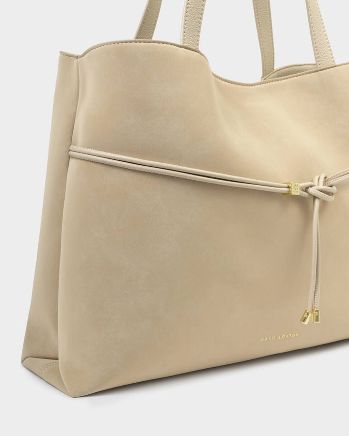 Katie Loxton Lori Suedette Belted Tote Bag- Dessert Sand