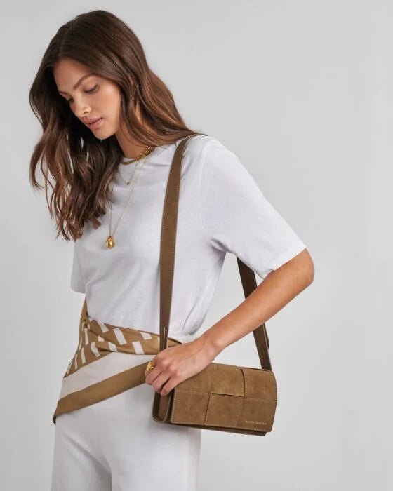 Katie Loxton Taya Suedette Crossbody Bag - Caramel Features