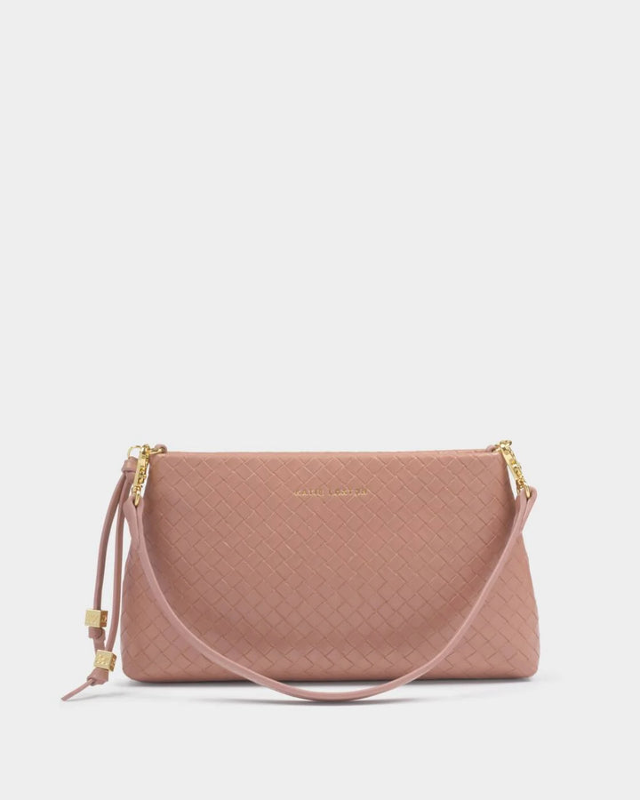 Katie Loxton Nova Woven Small Shoulder Bag- Pink Clay
