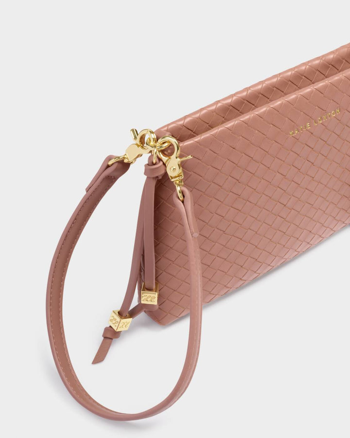 Katie Loxton Nova Woven Small Shoulder Bag- Pink Clay