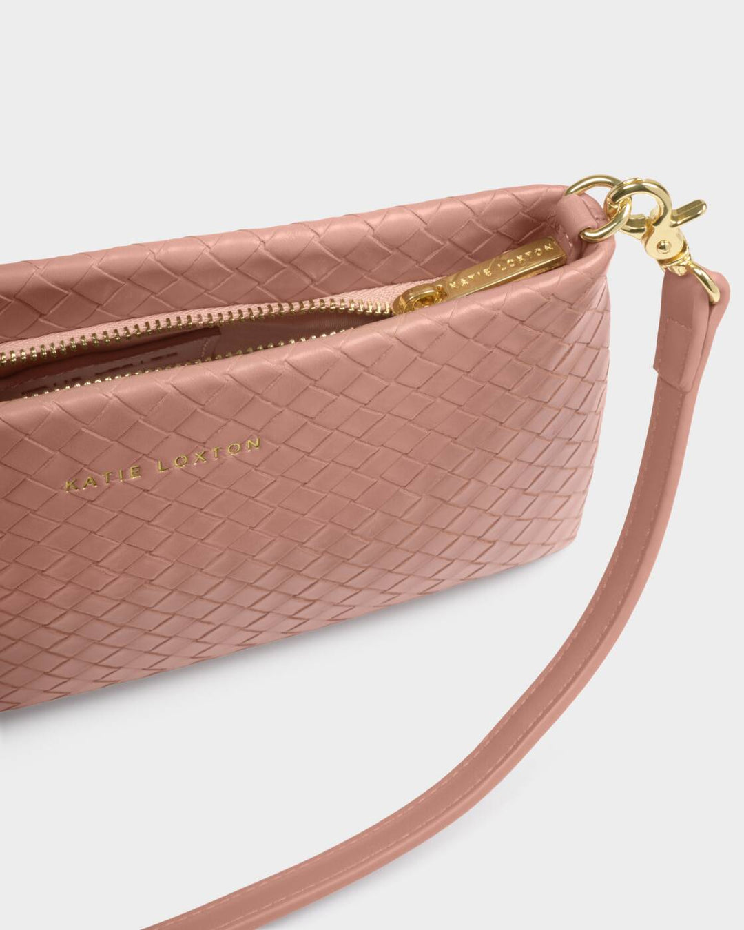 Katie Loxton Nova Woven Small Shoulder Bag- Pink Clay