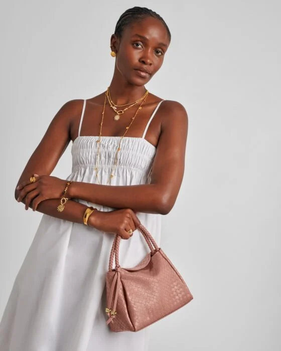 Katie Loxton Nova Woven Texture Top Handle Bag - Pink Clay