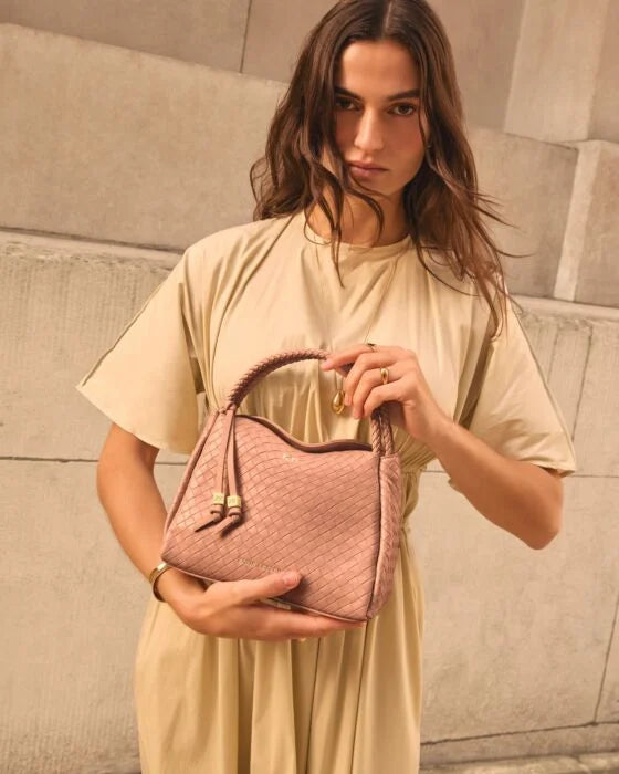 Katie Loxton Nova Woven Texture Top Handle Bag - Pink Clay