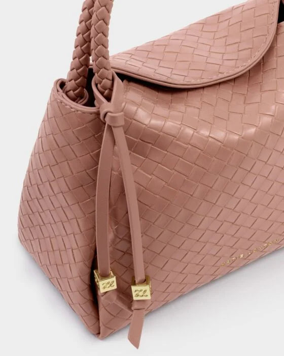 Katie Loxton Nova Woven Texture Top Handle Bag - Pink Clay