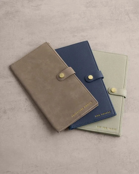 Katie Loxton Suedette Travel Wallet 'Adventure Awaits' - Taupe