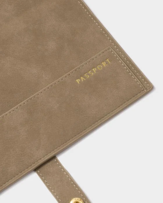 Katie Loxton Suedette Travel Wallet 'Adventure Awaits' - Taupe