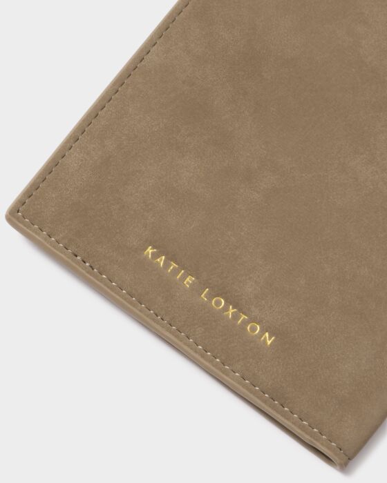 Katie Loxton Suedette Travel Wallet 'Adventure Awaits' - Taupe