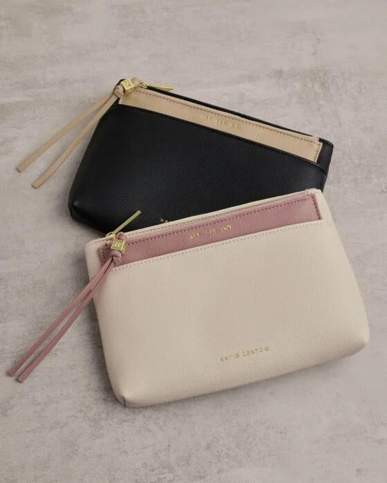 Katie Loxton Travel Pouch - Black & Light Taupe
