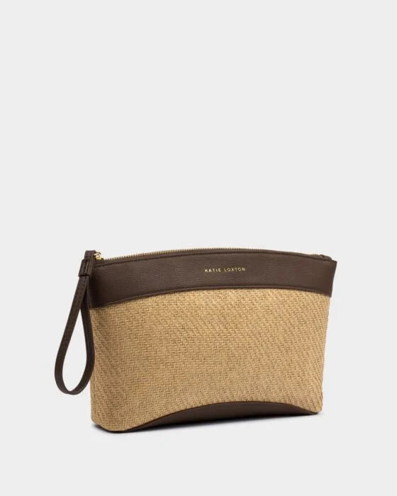 Katie Loxton Wristlet Raffia Clutch Bag - Bitter Chocolate