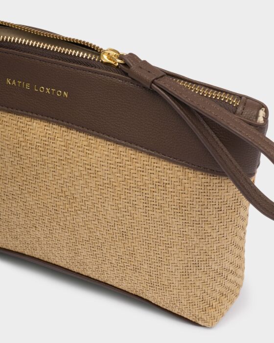 Katie Loxton Wristlet Raffia Clutch Bag - Bitter Chocolate