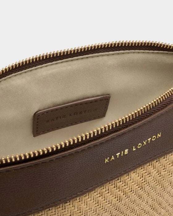 Katie Loxton Wristlet Raffia Clutch Bag - Bitter Chocolate