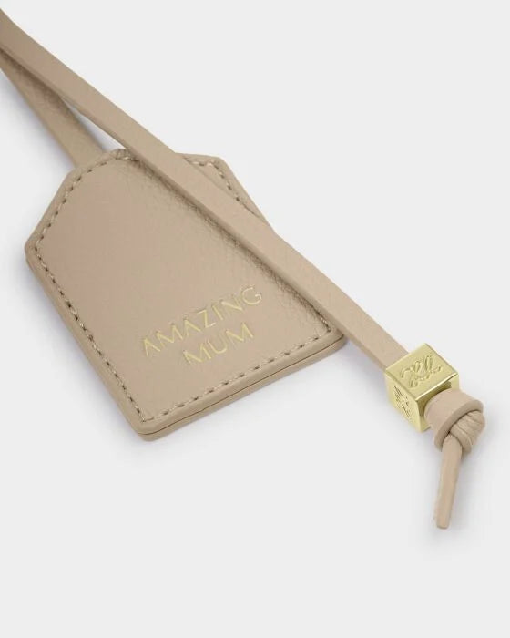 Katie Loxton Sentimental Keyring 'Amazing Mum' - Light Taupe