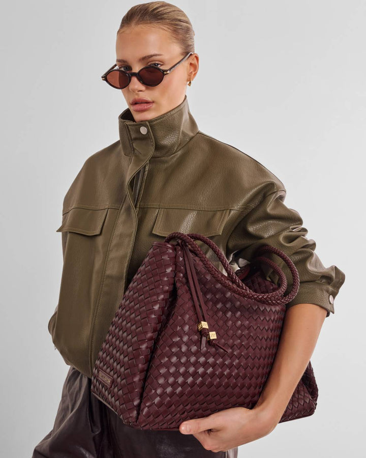 Nova Woven Large Tote Bag- Cherry