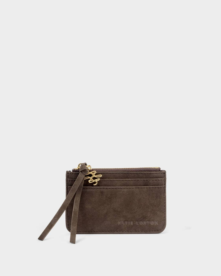 Katie Loxton Gift Boxed Suedette Coin & Card Holder - Chocolate