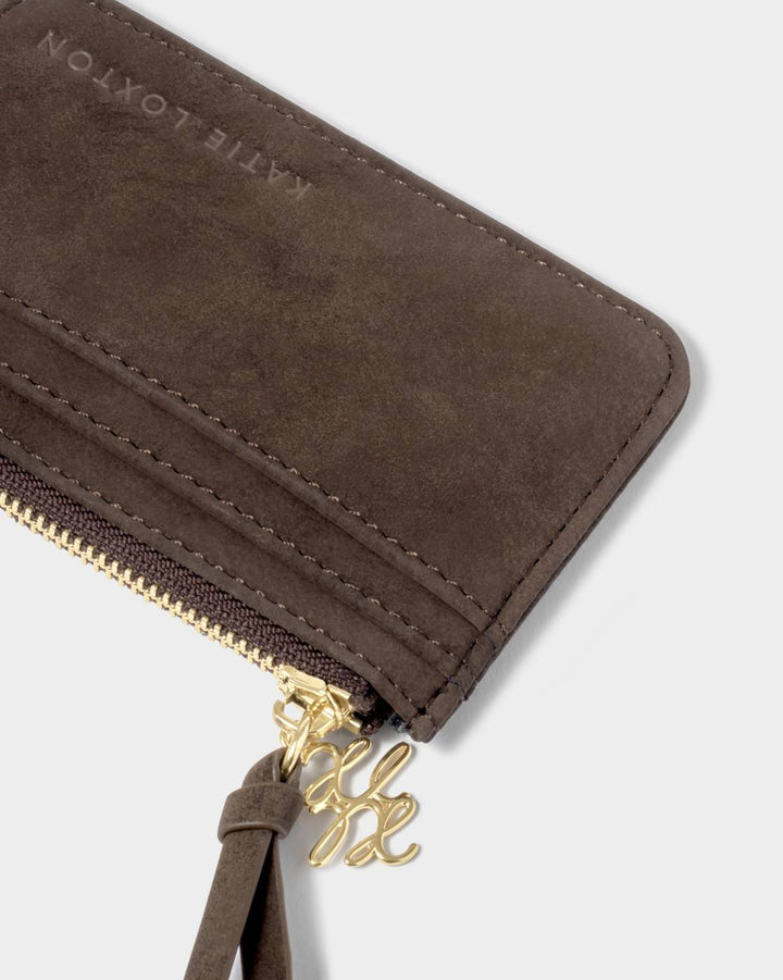 Katie Loxton Gift Boxed Suedette Coin & Card Holder - Chocolate