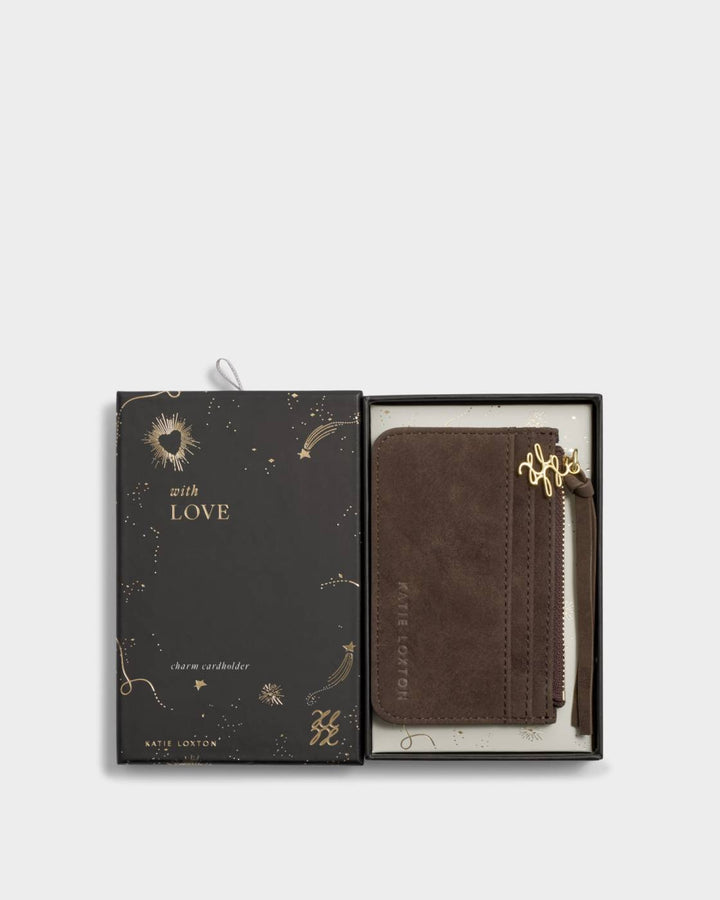 Katie Loxton Gift Boxed Suedette Coin & Card Holder - Chocolate